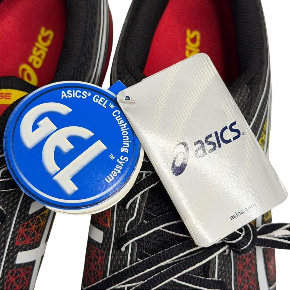 Asics Gel Chase Sneaker Shoe Mesh Leather Black White Red Men 14 NIB - Picture 10 of 12